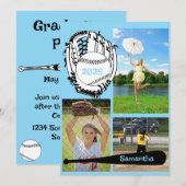 Softbal/ Baseball 3 Foto Lichtblauw Afstuderen Kaart (Voorkant / Achterkant)