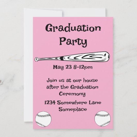 Softbal/ Baseball 3 Foto Roze Afstuderen Kaart (Achterkant)