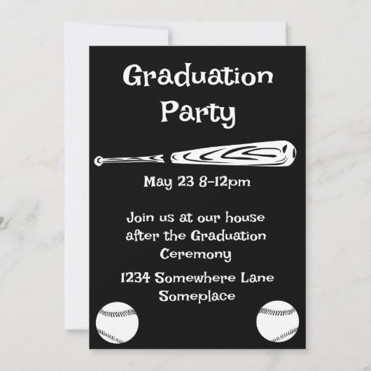 Softbal/ Baseball 3 Foto Zwart Afstuderen Kaart (Achterkant)