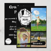 Softbal/ Baseball 3 Foto Zwart Afstuderen Kaart (Voorkant / Achterkant)