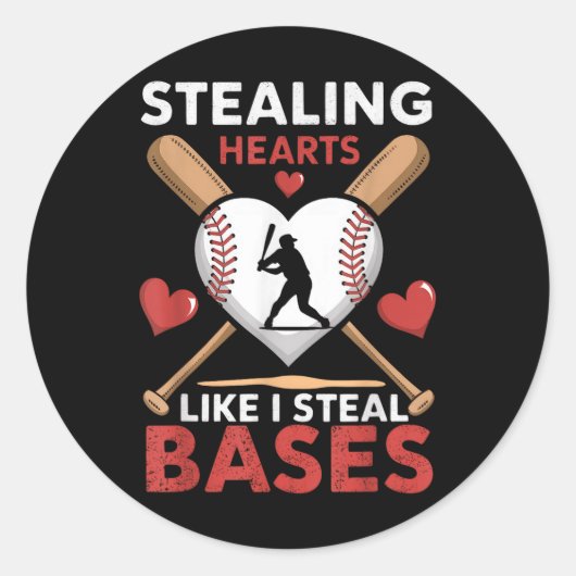 Softbal Baseball Steelt Harten Zoals Ik Steal Bas Ronde Sticker (Voorkant)