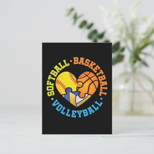 Softbal Basketbal Volleybal Hart Briefkaart (Staand voorkant)