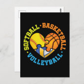 Softbal Basketbal Volleybal Hart Briefkaart (Voorkant / Achterkant)