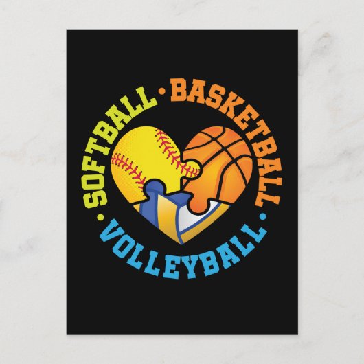 Softbal Basketbal Volleybal Hart Briefkaart (Voorkant)