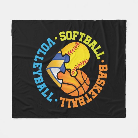 Softbal Basketbal Volleybal Hart Fleece Deken (Voorkant (Horizontaal))