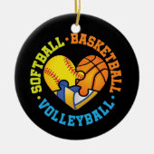 Softbal Basketbal Volleybal Hart Keramisch Ornament (Voorkant)