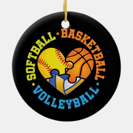 Softbal Basketbal Volleybal Hart Keramisch Ornament (Achterkant)
