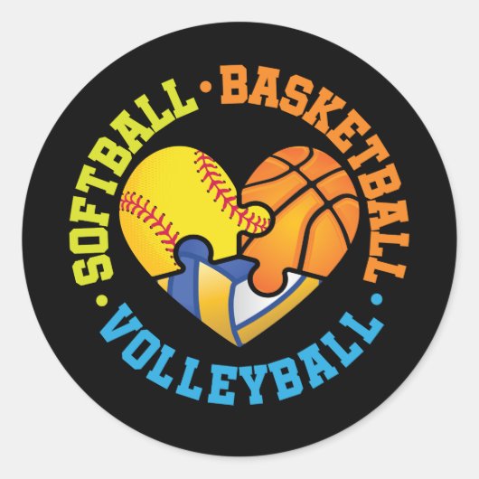 Softbal Basketbal Volleybal Hart Ronde Sticker (Voorkant)