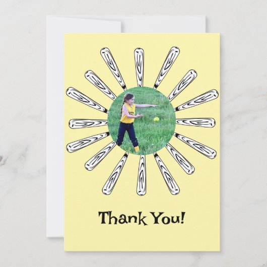 Softbal Bat Bloem Bedankkaart (Voorkant)