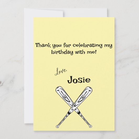 Softbal Bat Bloem Bedankkaart (Achterkant)