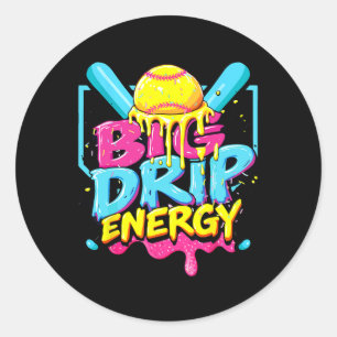 Softbal Big Drip Energy Girls Ice Cream Dripping Ronde Sticker
