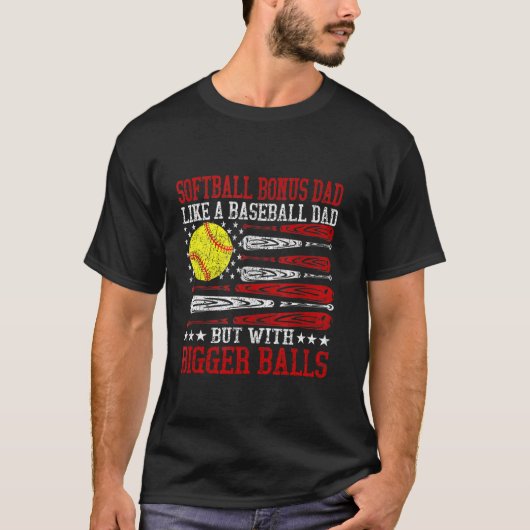 Softbal Bonus Papa Als een Honkbal Papa US Flag Fa T-shirt (Voorkant)