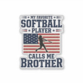 Softbal Broeder Patriottisch Vintage Gravure Shirt Sticker (Voorkant)