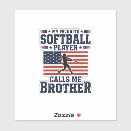 Softbal Broeder Patriottisch Vintage Gravure Shirt Sticker (Vel)