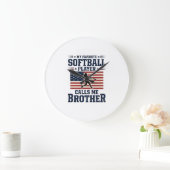 Softbal Broeder Patriottische Vintage Gravure Shir Grote Klok (Huis)