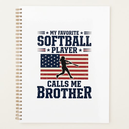 Softbal Broeder Patriottische Vintage Gravure Shir Planner (Voorkant)