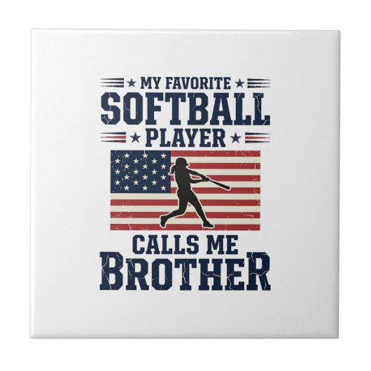 Softbal Broeder Patriottische Vintage Gravure Shir Tegeltje (Voorkant)