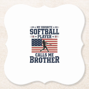 Softbal Broeder Patriottische Vintage Gravure T-sh Kartonnen Onderzetters