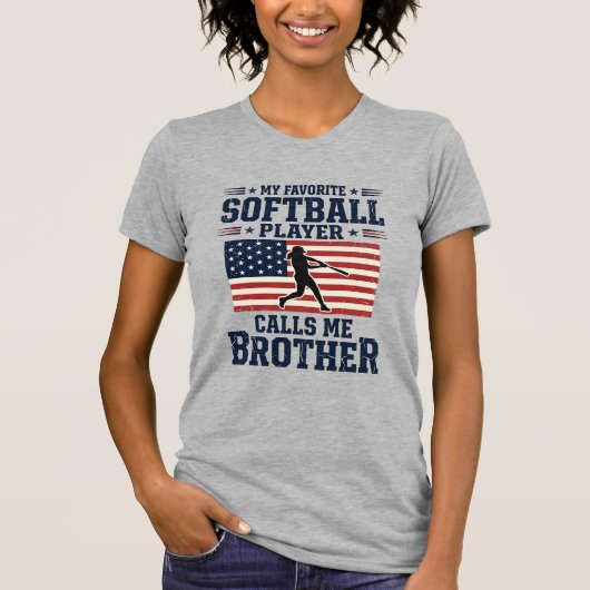 Softbal Broer Patriottisch Vintage Gravure Shirt (Voorkant)