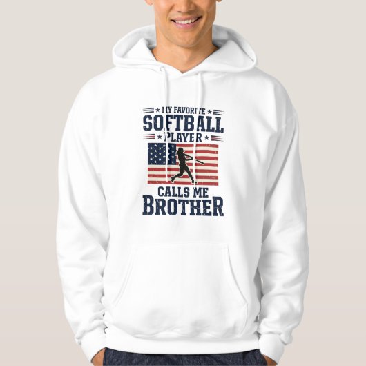 Softbal Broer Patriottisch Vintage Gravure Shirt (Voorkant)