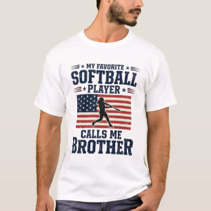 Softbal Broer Patriottisch Vintage Gravure Shirt