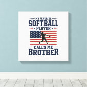 Softbal Broer Patriottisch Vintage Gravure Shirt Canvas Afdruk (Insitu (Houten vloer))