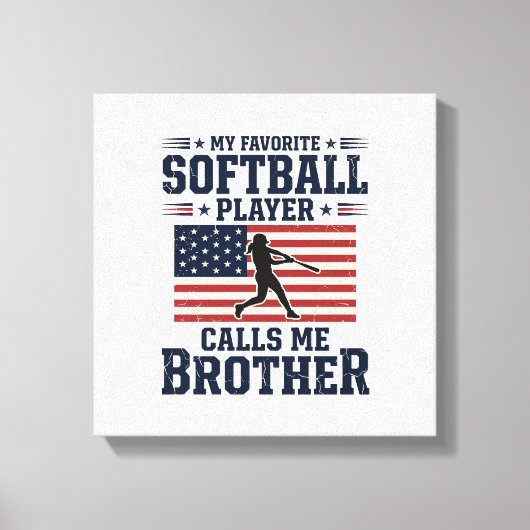 Softbal Broer Patriottisch Vintage Gravure Shirt Canvas Afdruk (Voorkant)