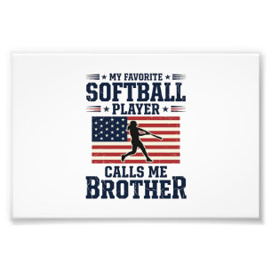 Softbal Broer Patriottisch Vintage Gravure Shirt Foto Afdruk
