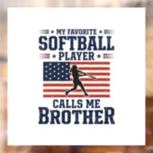 Softbal Broer Patriottisch Vintage Gravure Shirt Raamsticker (Vel 2)