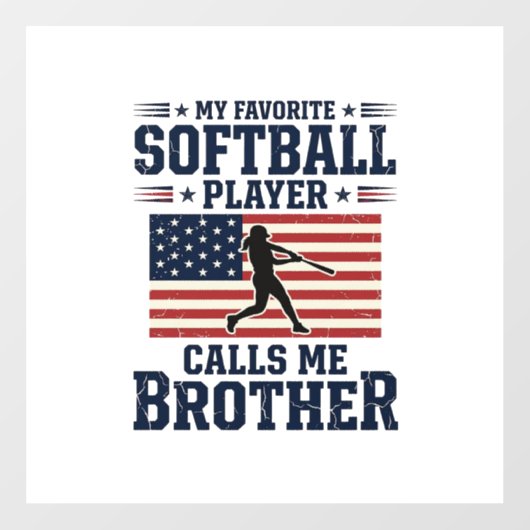 Softbal Broer Patriottisch Vintage Gravure Shirt Raamsticker (Vel)