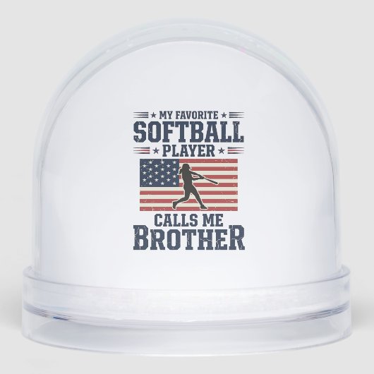 Softbal Broer Patriottisch Vintage Gravure Shirt Sneeuwbol (Voorkant)