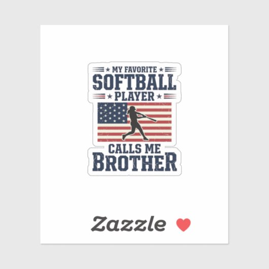 Softbal Broer Patriottisch Vintage Gravure Shirt Sticker (Vel)