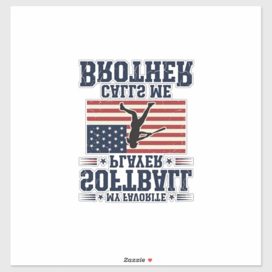 Softbal Broer Patriottisch Vintage Gravure Shirt Sticker (Vel)