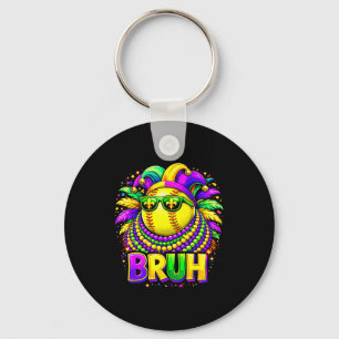 Softbal Bruh Mardi Gras Narrenhoed En Zonnebril  Sleutelhanger