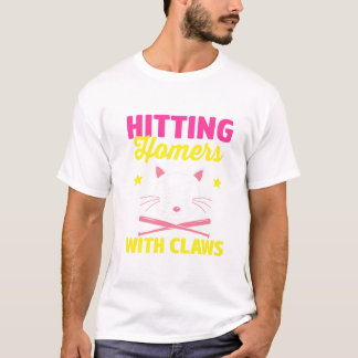 Softbal Cat Lover Pitcher Softbal Catcher Bat Ba T-shirt