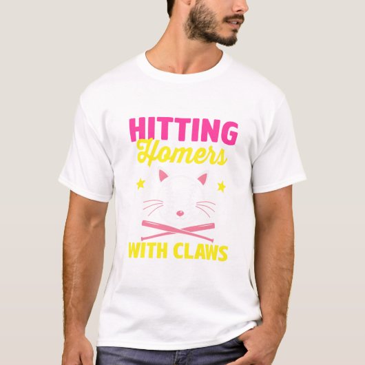 Softbal Cat Lover Pitcher Softbal Catcher Bat Ba T-shirt (Voorkant)