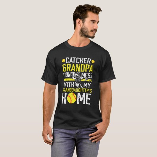 Softbal Catcher Opa Grappige Softbal Catcher Opa T-shirt (Voorkant volledig)