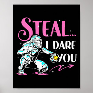 Softbal Catcher Sportontwerp- Grappige Softbal Spe Poster