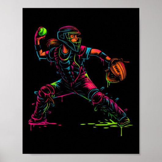 Softbal Catcher Vader Werper Fastpitch Coach Vader Poster (Voorkant)