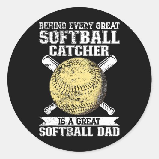 Softbal Catcher Vader Werper Fastpitch Coach Vader Ronde Sticker (Voorkant)