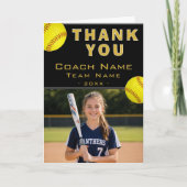 Softbal Coach Speler Naam Foto Bedankkaart (Voorkant)