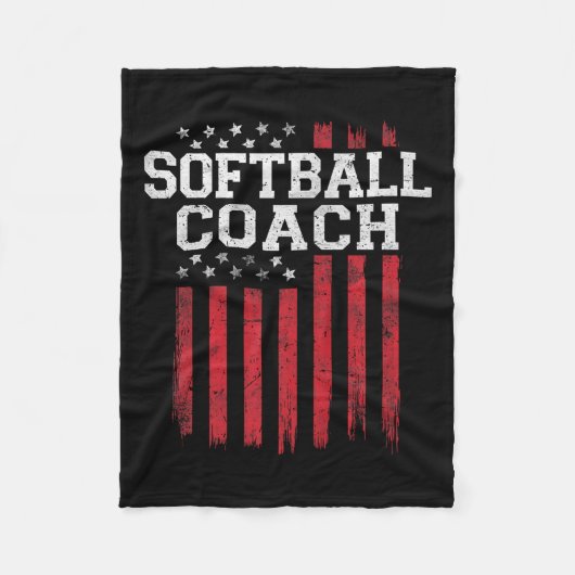 Softbal Coach Trotse Amerikaanse Vlag USA Patriot  Fleece Deken (Voorkant)