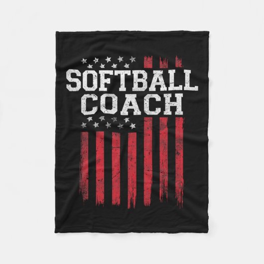 Softbal Coach Trotse Amerikaanse Vlag USA Patriot  Fleece Deken (Voorkant)
