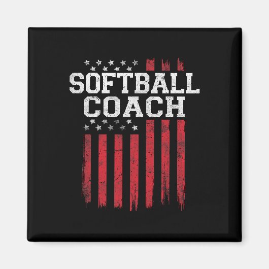 Softbal Coach Trotse Amerikaanse Vlag USA Patriot  Magneet (Voorkant)