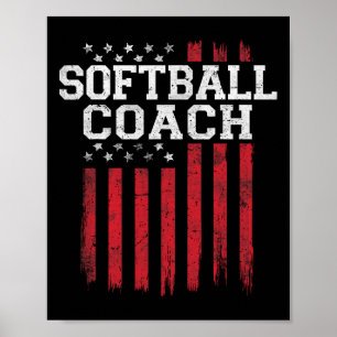 Softbal Coach Trotse Amerikaanse Vlag USA Patriot  Poster