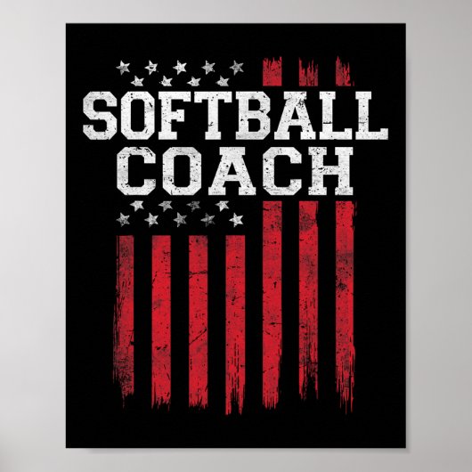 Softbal Coach Trotse Amerikaanse Vlag USA Patriot  Poster (Voorkant)
