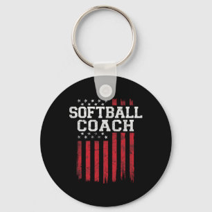 Softbal Coach Trotse Amerikaanse Vlag USA Patriot Sleutelhanger