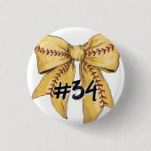 Softbal coquette / boog met aangepaste speler numm ronde button 3,2 cm (Voorkant)