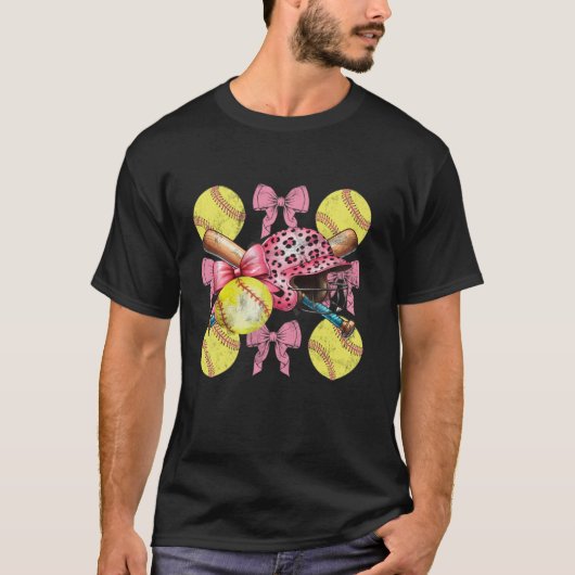 Softbal Coquette Bows Game Day Softbal Lover T-shirt (Voorkant)