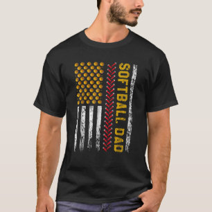 Softbal Dad Summer Break Amerikaanse vlag Dad Soft T-shirt